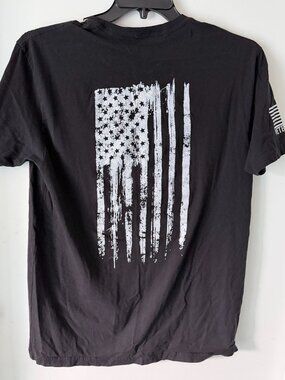 Grunt Style T-Shirt Mens Large Black Distressed  Patriotic Flag American Veteran